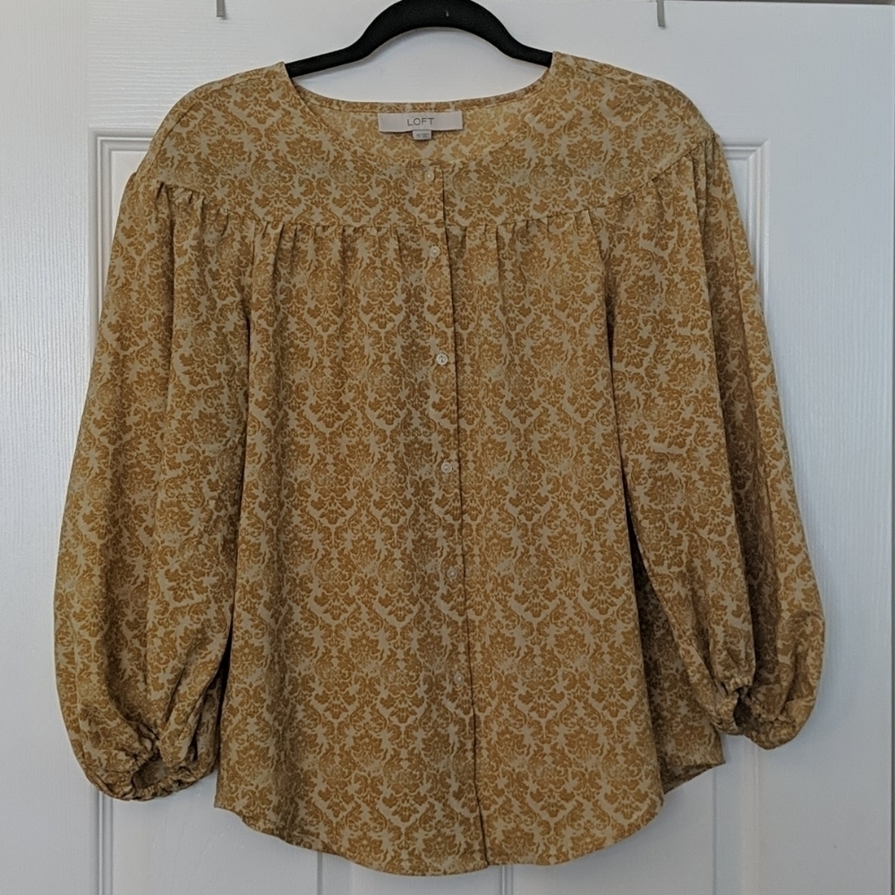 LOFT  3/4 Sleeve Button Down Blouse
